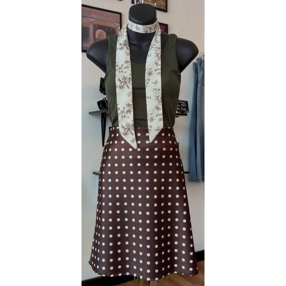 NEW IF SHE LOVES women's aniston short slip polkadot skirt in brown